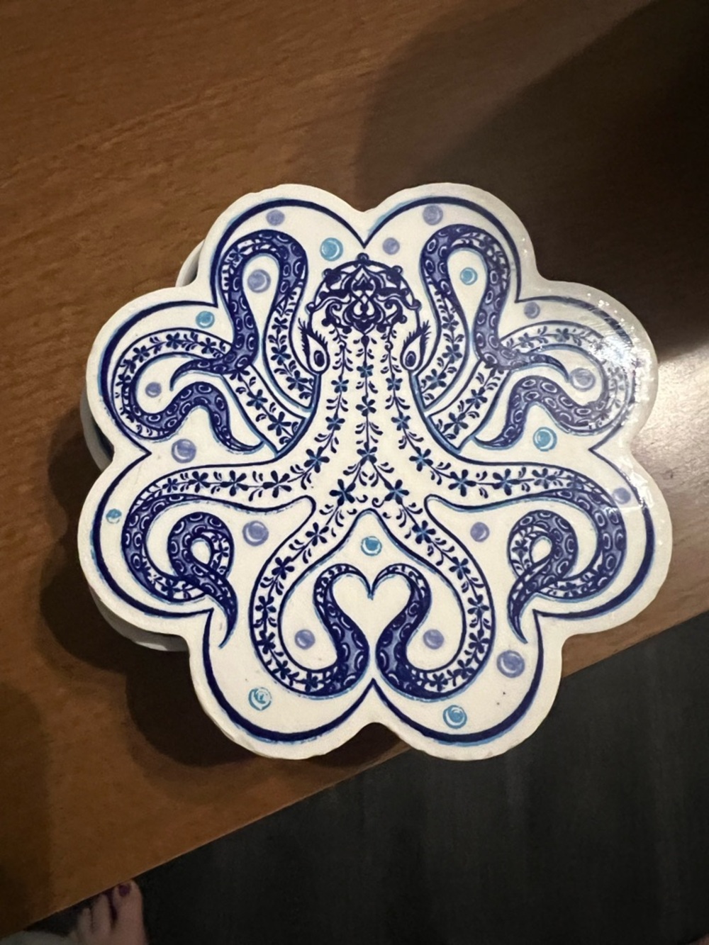 Octopus Ceramic Coaster Set- Blue & White
